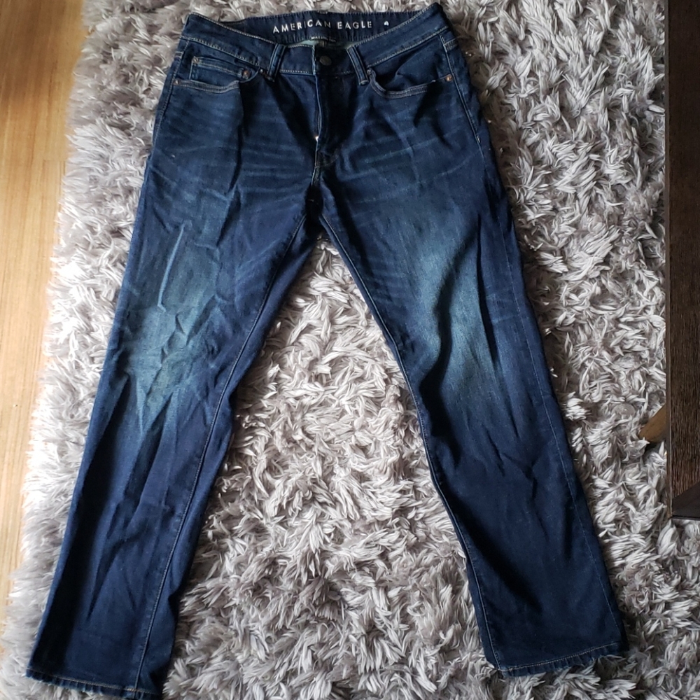 Dark blue slim straight jeans